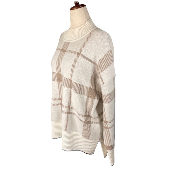 Barbour Womens Deanna Knitted Jumper Sweater Winter White Tartan Size 12 Wool - Picture 2 of 7